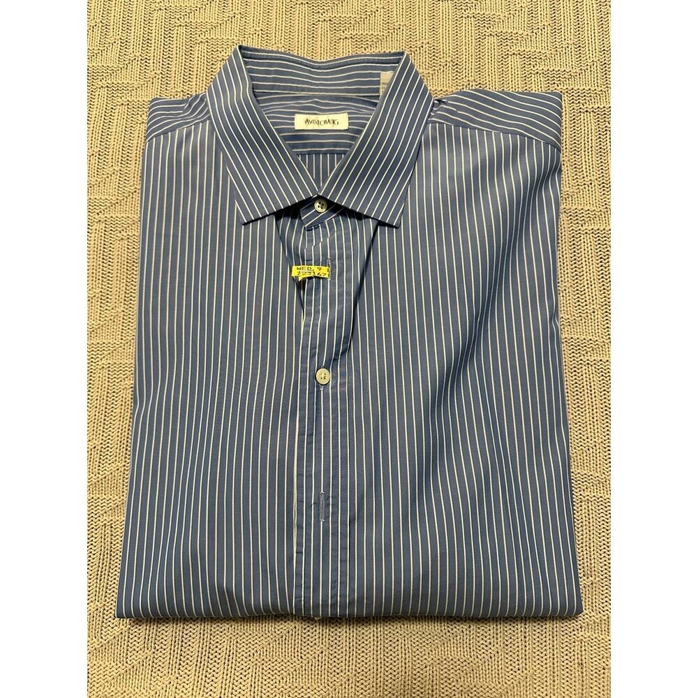 Ascot Chang blue striped button down size L
